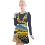 Sunflowers Flowers Nature Plunge Pinafore Velour Dress