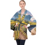Sunflowers Flowers Nature Long Sleeve Velvet Kimono 