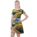 Sunflowers Flowers Nature Cap Sleeve Velour Dress 