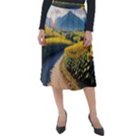 Sunflowers Flowers Nature Classic Velour Midi Skirt 