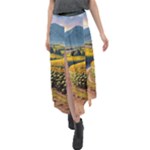 Sunflowers Flowers Nature Velour Split Maxi Skirt