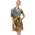 Sunflowers Flowers Nature Belted Shirt Dress