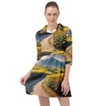 Sunflowers Flowers Nature Mini Skater Shirt Dress