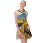Sunflowers Flowers Nature Sleeveless Shirt Dress