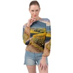 Sunflowers Flowers Nature Banded Bottom Chiffon Top