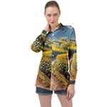 Sunflowers Flowers Nature Long Sleeve Satin Shirt
