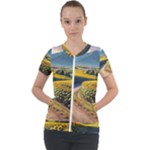 Sunflowers Flowers Nature Short Sleeve Zip Up Jacket