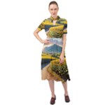 Sunflowers Flowers Nature Keyhole Neckline Chiffon Dress
