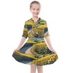 Sunflowers Flowers Nature Kids  All Frills Chiffon Dress
