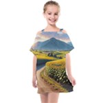 Sunflowers Flowers Nature Kids  One Piece Chiffon Dress
