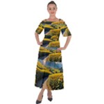 Sunflowers Flowers Nature Shoulder Straps Boho Maxi Dress 