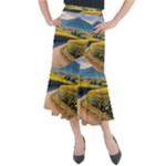 Sunflowers Flowers Nature Midi Mermaid Skirt