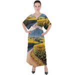 Sunflowers Flowers Nature V-Neck Boho Style Maxi Dress