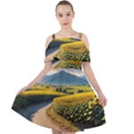 Sunflowers Flowers Nature Cut Out Shoulders Dress