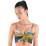 Sunflowers Flowers Nature Woven Tie Front Bralet