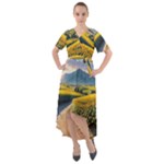Sunflowers Flowers Nature Front Wrap High Low Dress