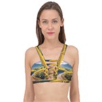 Sunflowers Flowers Nature Cage Up Bikini Top