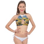 Sunflowers Flowers Nature Cross Front Halter Bikini Top