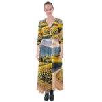 Sunflowers Flowers Nature Button Up Maxi Dress