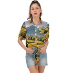 Sunflowers Flowers Nature Tie Front Shirt 