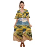 Sunflowers Flowers Nature Kimono Sleeve Boho Dress