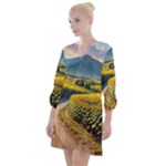Sunflowers Flowers Nature Open Neck Shift Dress
