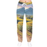 Sunflowers Flowers Nature Women Velvet Drawstring Pants