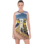 Sunflowers Flowers Nature Lace Up Front Bodycon Dress