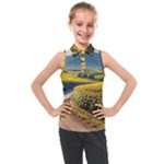 Sunflowers Flowers Nature Kids  Sleeveless Polo T-Shirt