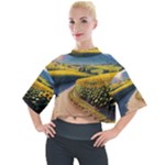 Sunflowers Flowers Nature Mock Neck T-Shirt