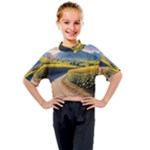 Sunflowers Flowers Nature Kids Mock Neck T-Shirt