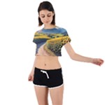 Sunflowers Flowers Nature Tie Back Short Sleeve Crop T-Shirt