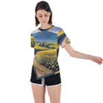 Sunflowers Flowers Nature Asymmetrical Short Sleeve Sports T-Shirt