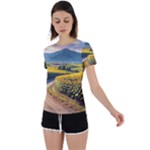 Sunflowers Flowers Nature Back Circle Cutout Sports T-Shirt