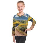 Sunflowers Flowers Nature Kids  Long Mesh T-Shirt