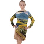 Sunflowers Flowers Nature Long Sleeve Hoodie Dress