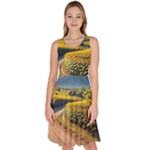 Sunflowers Flowers Nature Knee Length Skater Dress With Pockets