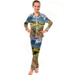 Sunflowers Flowers Nature Kids  Satin Long Sleeve Pajamas Set