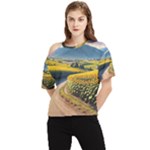 Sunflowers Flowers Nature One Shoulder Cut Out T-Shirt