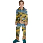 Sunflowers Flowers Nature Kids  Long Sleeve Velvet Pajamas Set