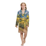 Sunflowers Flowers Nature Kids  Long Sleeve Velvet Lounge Robe