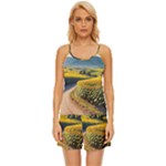 Sunflowers Flowers Nature Satin Pajama Short Set