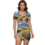 Sunflowers Flowers Nature Low Cut Cap Sleeve Mini Dress