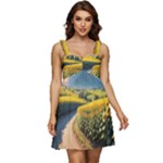 Sunflowers Flowers Nature Ruffle Strap Babydoll Chiffon Dress