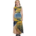 Sunflowers Flowers Nature Kids  Satin Sleeveless Maxi Dress