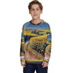 Sunflowers Flowers Nature Kids  Crewneck Sweatshirt