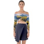 Sunflowers Flowers Nature Long Sleeve Off Shoulder Crop Top