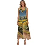 Sunflowers Flowers Nature V-Neck Sleeveless Wide Leg Pants Overalls