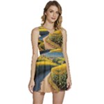 Sunflowers Flowers Nature Sleeveless High Waist Mini Dress