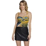 Sunflowers Flowers Nature Flowy Camisole Tie Up Top